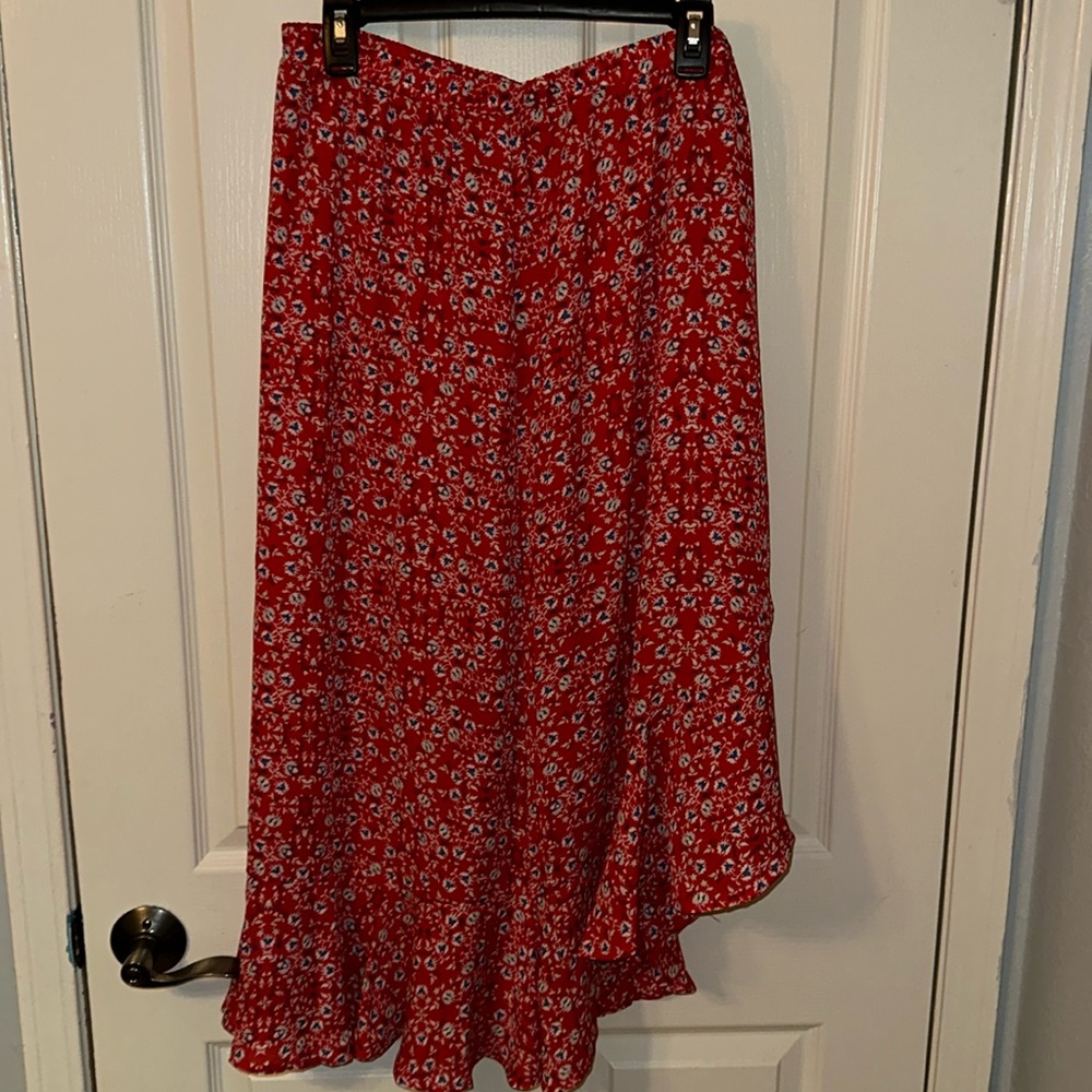 Red long skirt